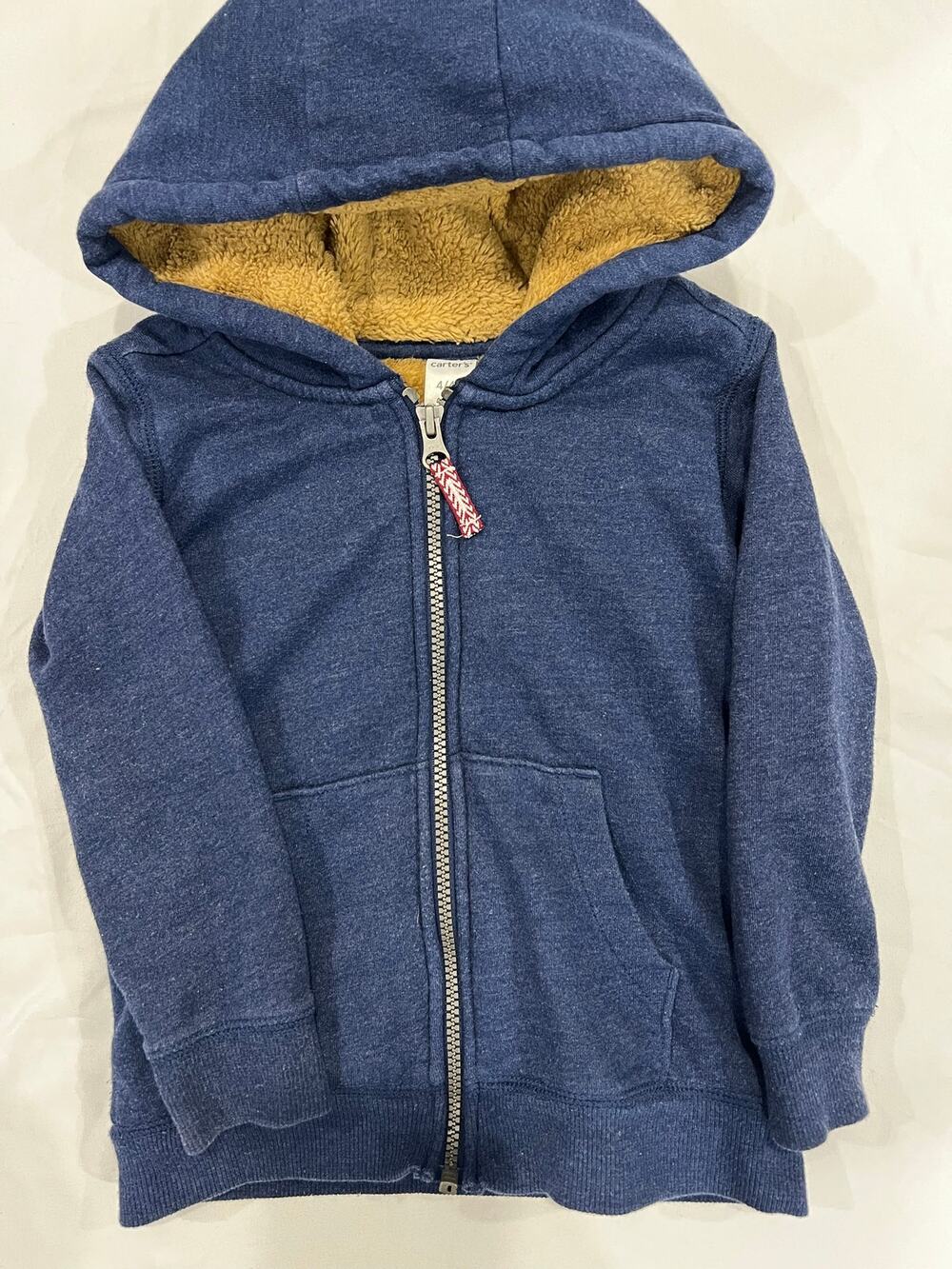 Carter's Boys Sherpa Lined Full Zip Hoodie Jacket Navy Blue Size 4 / 4A